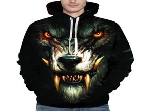 Muqgew Unisex Wolf Hoodies 3Dプリントプルオーバー長袖コットンパーカースウェットシャツトップ