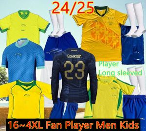 2024 برازيلات كرة القدم جيرسي نيمار جونيور برازيل ماركينهوس المنتخب الوطني G.Jesus P.Coutinho Home Away Men Kids L.Paqueta T.Silva Pele Vini Jr Football Shirt