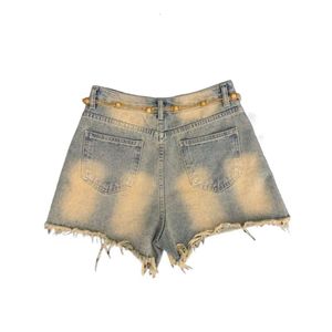 Oversized retro distressed wide leg denim shorts for women in summer, chubby little sister appears slim, high waisted, casual straight leg pants