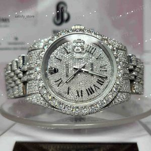 Högkvalitativ iskristall Moissanite Diamond Watch VVS Certifierad logg Full Automatisk lyxrörelse Mens Watch