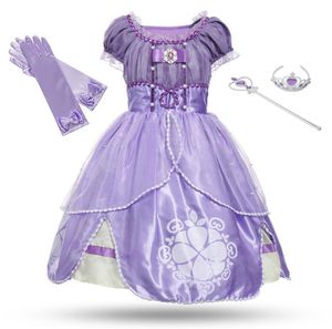 4 Styles Purple Girls Sofia Princess Costume Children 5 Layers Floral Sophia Party Gown Girl for Halloween Fancy Dress up Outfit C8277296
