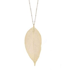 Filigran Long Leaf Pendant Dingle Halsband och örhängen smycken Set Fashion Gifts for Women Girls