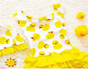 18 Years Old Kids Swimsuit For Girls Lovely Yellow Duck Bathing Suit Children Swimsuit Princess One Piece Swimwear Swimming Cap272854387