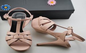브랜드 여성 샌드 스틸레토 하이힐 신발 1014 cm TSTRAP 여성 신발 공물 특허 가죽 플랫폼 샌들과 상자 US104383234