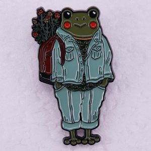 Mr. Frog brooch fun animal art youth badge Cute Anime Movies Games Hard Enamel Pins Collect Metal Cartoon Brooch Backpack Hat Bag Collar Lapel Badges