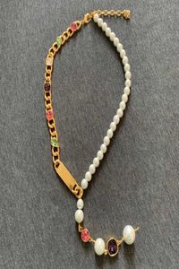 2021 varumärke mode smycken kvinnor vintage pärlor kedja färgglada kristallpärlor kedja halsband party fin toppkvalitet ny design6582116
