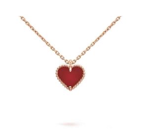 Sweet Heart Pendant Necklace Designer Jewelry love necklaces Four Leaf Clover Sterling Silver Rose Gold Red heart-shaped necklace Gift for womens wedding