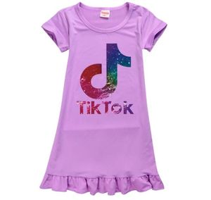 Tik Tok Dress for Big Girl Ubrania Summer Dzieci Drukuj bawełniane marszczenie swobodne dzieci