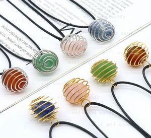 Natural Gemstone Charm Pendant Necklace Healing Crystal Quartz Stone Wrapped Stone Neckor for Women Fine Fashion Jewelry4095983