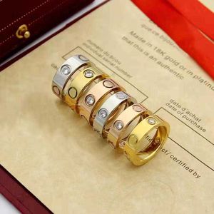 Original Design Branded 6 mm dicker Liebesring 18k Gold Silber Rose Edelstahl Buchstabe Gravel Ringe Frauen Liebhaber Hochzeit Schmuck USA große Größe 6 7 8 9 10 11 12