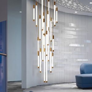 Nowoczesne żyrandole LED Luksusowe oświetlenie salonu Dupleksy na poddaszu Dekoracja Dekora