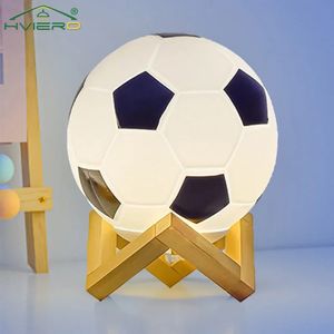 Futebol Night Light USB Warm White LED Circular Wood Glass Glass Pequena luminária de mesa de cama Bedsid Bedroom Decoração iluminação 240531