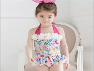 2018 Nowy przybycie Baby Girl Onepiece Kids Swim Kids Floral Printed Swimsuit Fashion Girl Swim Ubranie urocze dziewczyna na plaży 2 CO3695915