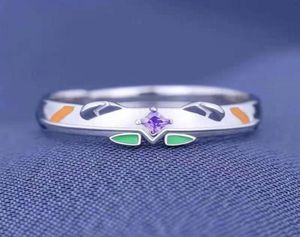 Cluster Rings Anime Eva Asuka Langley Soryu Ayanami Rei EVA01 Enamel Ring For Men Women 925 Sterling Silver Cosplay Props Jewelry9182360