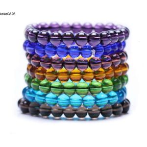 Kolorowe szklane koraliki przezroczyste koraliki bransoletka dla kobiet mody mody prosta klasyczna bransoletka unisex GB13728335293
