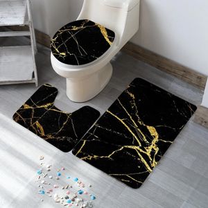 3 -teiliges Set Badezimmer Teppich Marmormonbon nicht schlau extra absorbierende Toilettenbad Fußmatten Sets weiche trockene Hauswasch -Teppiche 240520