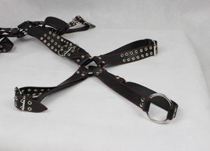 Male Full Body Harness With Penis Rings Men Slave Body Leather Fetish SM Bondage Systemic Set5580383