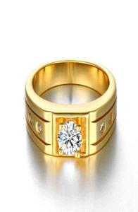 Luxury Men Jewelry Platinumgoldrosegold Plated Solitaire Bezel Set Cz Crystal Groove Band Pinky Ring Us Size8106952862