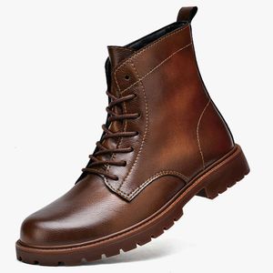 Retro Men's Genuine Leather Military Tactical Winter High Quality Lace Up Motorcycle Boots Platform Men Casual Shoes