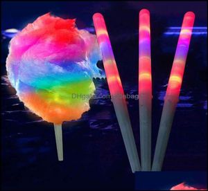 Led Cotton Candy Glow Glowing Sticks Light Up Flashing Cone Fairy Floss Stick Lamp Home Party Decoration Drop Delivery 2021 Event 9572254