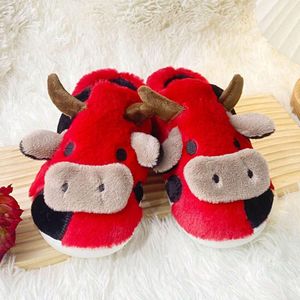 Cow opening linen slippers can be worn by girls at home in winter all seasons. Soft and cute with different color