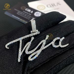 Hip Hop Jewelry Mens Iced Out Custom Letter Sterling Sier VVS Moissanite Diamond Name Initial Pendant