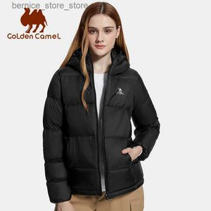 Men's Down Parkas Golden brocade womens warm hooded thick bread hiking jacket 2023 mens inflatable hot clothes mens winter jacket Q240603