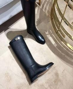 Knee High Boots fashion Booties Flat Women Motorcycle Boots Leather Boots Simple style Wonter Shoes Woman Shoes5925750