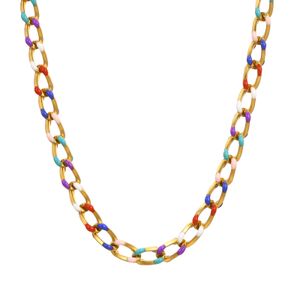 Smycken tillbehör rostfritt stål färgat dropplim handgjorda trottoarkedjor halsband kvinnor mens choker party bling 5.6mm 18 tum +5cm n1761