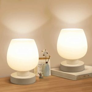 Lampy stołowe Dotknij Lampa stołowa nowoczesne małe lampy z białą szklaną lampą odcień 3 droga przyciemnione do ładowania światło na prezenty na dzień matki