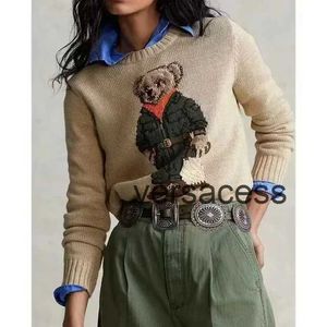 2024 New Womens Sweater Spring RL Embroidered Bear Knitted Cotton Bottoming Fashion Casual Pullovers Knitted Sweater Tops