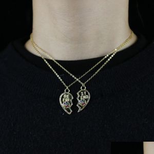 Pendant Necklaces Wholesale 2021 Spring New Fashion Jewelry Set Of Two Pcs Micro Pave Rainbow Cz Flower Heart Necklace Drop Delivery P Dhby9