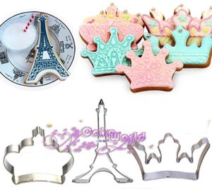 Fashion Crown Tour Eiffel Stainless Steel Cookie Cutter Fondant Sugarcraft Cake Decoration Tools Icing Biscuit Molds Metal Cupcake9173250