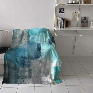 Koce Blue Gradient Sofa Rzuć Ket ciepły Wygodne lekkie dekorację Puszysty koc sofa krzesło mieszkalne pokój 406