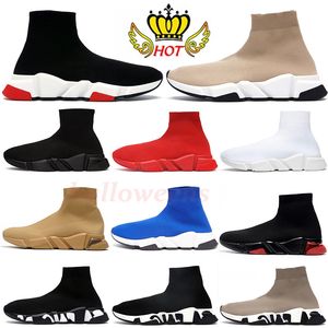 Designer Sneakers Casual Shoes Woman Boots Fashion Luxury Socks Shoe Triple Black White All Red Brown Women Mens Speed 2.0 Trainers Clear Sole Loafers