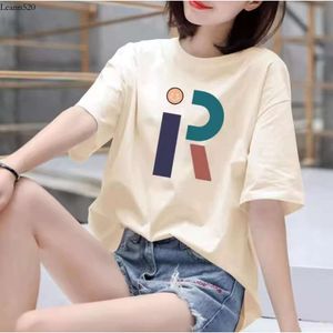 Pure cotton t-shirt women in 2024, new minimalist letter slimming print short sleeved T-shirt for couples to wear as a top