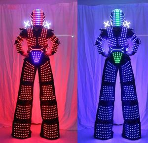 LED Robot Costume David Guetta LED Robot Suit Illumined kryoman Robot Stilts Clothes Luminous Costumes7548581