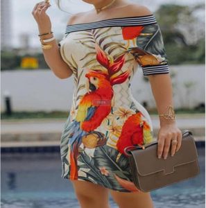 Sexy New Club Womens Slim Pencil Skirt Printing Short Sleeves Princess Ladies Party Casual Dresses Clothes Size S3XL1531308