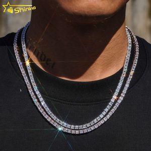 Bling Sterling Sier Hip Hop 4mm Asscher Cut Diamond Chain Moissanite Tennis Necklace
