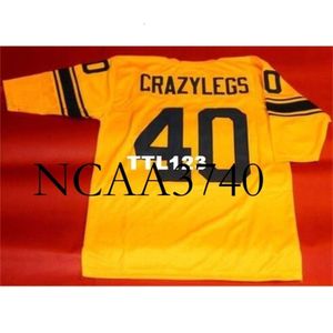 N374 #40 Elroy Crazylegs Hirsch Custom 3/4 Sleeve College Jersey Size S-4XL eller Custom något namn eller nummer Jersey