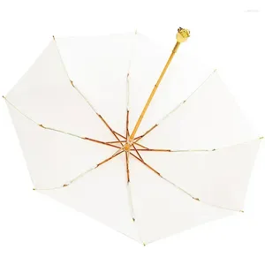 Umbrellas Folding Wind Resistant Umbrella Reinforced Parasol UV Protection Rain Gear Rose Cane For Women's Luxury Character