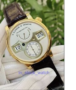 Alengey watch luxury designerLimited to 100 pieces 18K honey gold calendar ZEITWERK mens watch 143.050