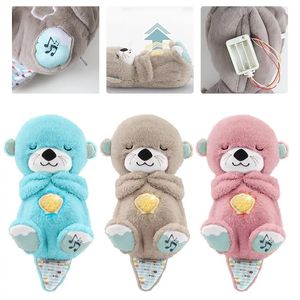 30cm Multi Colors Soothe 'n Snuggle Stuffed Otter Kids Doll LED and Breathing Toy Beaver Baby Sleeping Plush Toy