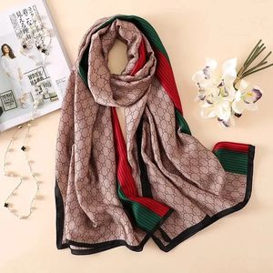 Womens Fashion Printed Silk Scarf Luxury Brand Warm 180X90CM Scarf Lrage Satin Finish Shawl Seasonal Design Headband 240515