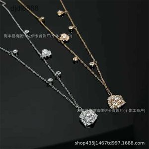 New Bojia Rose Necklace Womens 18k Plated Full Diamond Sky Star Mountain Tea Flower Collar Chain Jewelry v Gold