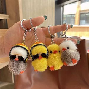 Plush Keychains Bag Parts Accessories 1Pc Toy Duck Keychain with Keyring Suitable for Womens Gifts Unique and Interesting Creativity Colored Animals Car WX5.30