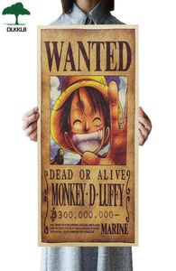DLKKLB Decor Decor Decor Stickers One Piece Plakaty Luffy Wanted Vintage Kraft Paper Anime Posterbar Decor Obrazy 51 x 35 cm H11101065466