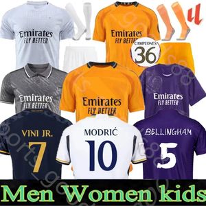 23 24 Bellingham Vini JR Soccer Jerseys Kroos Tchouameni 2023 2024 Football Shirt Real Madrids Camavinga Rodrygo Modric Camisetas Men Kids kits uniforms