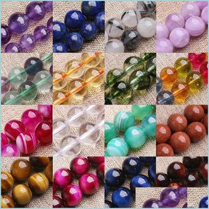 Jade 6Mm/8Mm/10Mm Healing Precious Round Stone Bead For Jewelry Making Diy Bracelet Necklace Crystal Spacer Drop Delivery Loose Beads Dhsrc