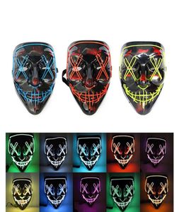 10 stylów Cool Halloweenowa maska ​​LED LED Light Up Scary Skull Glow Maski dla dorosłych dzieci Halloween Rave Party Scary Massa071622873